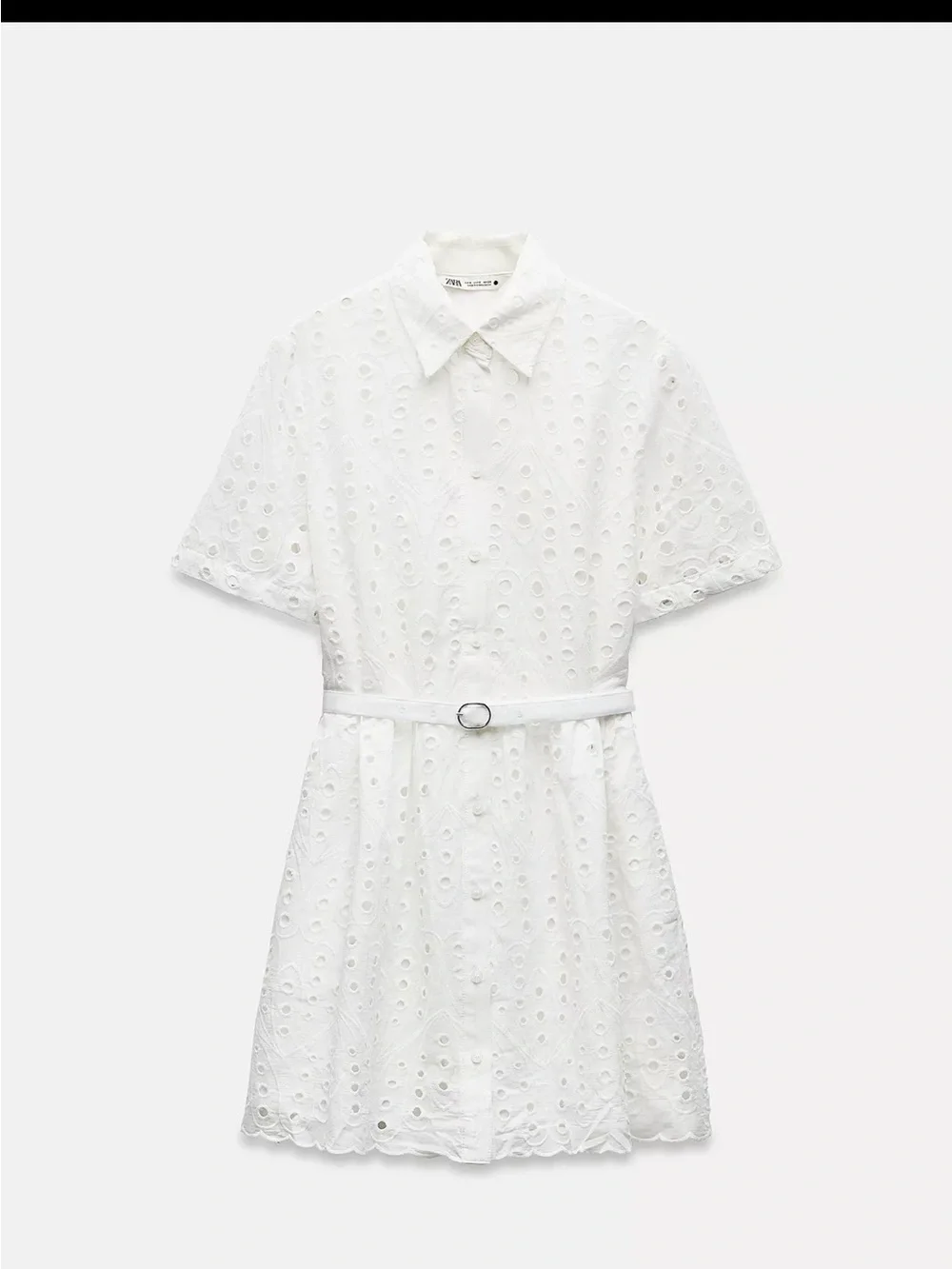 Zara ZW Collection Embroidered Eyelet Mini Dress NWT Size M White - Picture 4 of 13